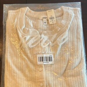 Aerie Women's Ribbed Cream Cardigan